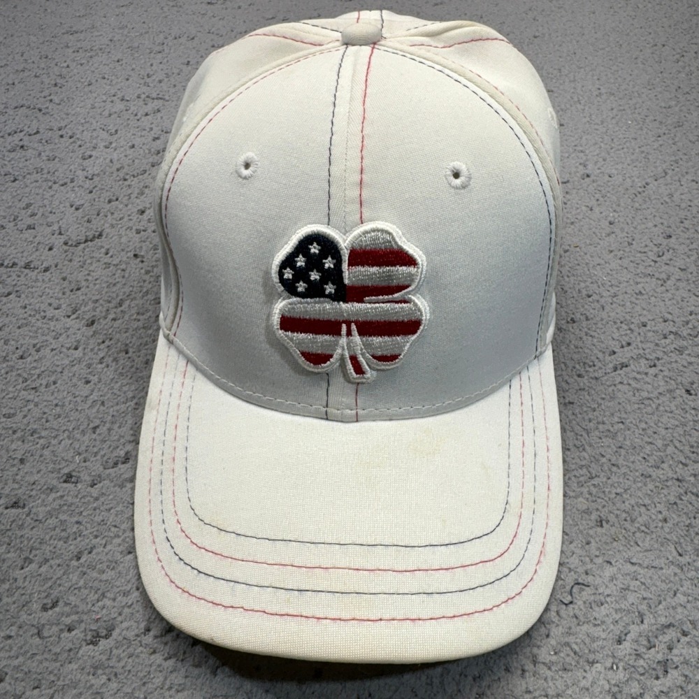 Black Clover Hat Cap Mens Large XL White USA Flag Clover Live Lucky Golf